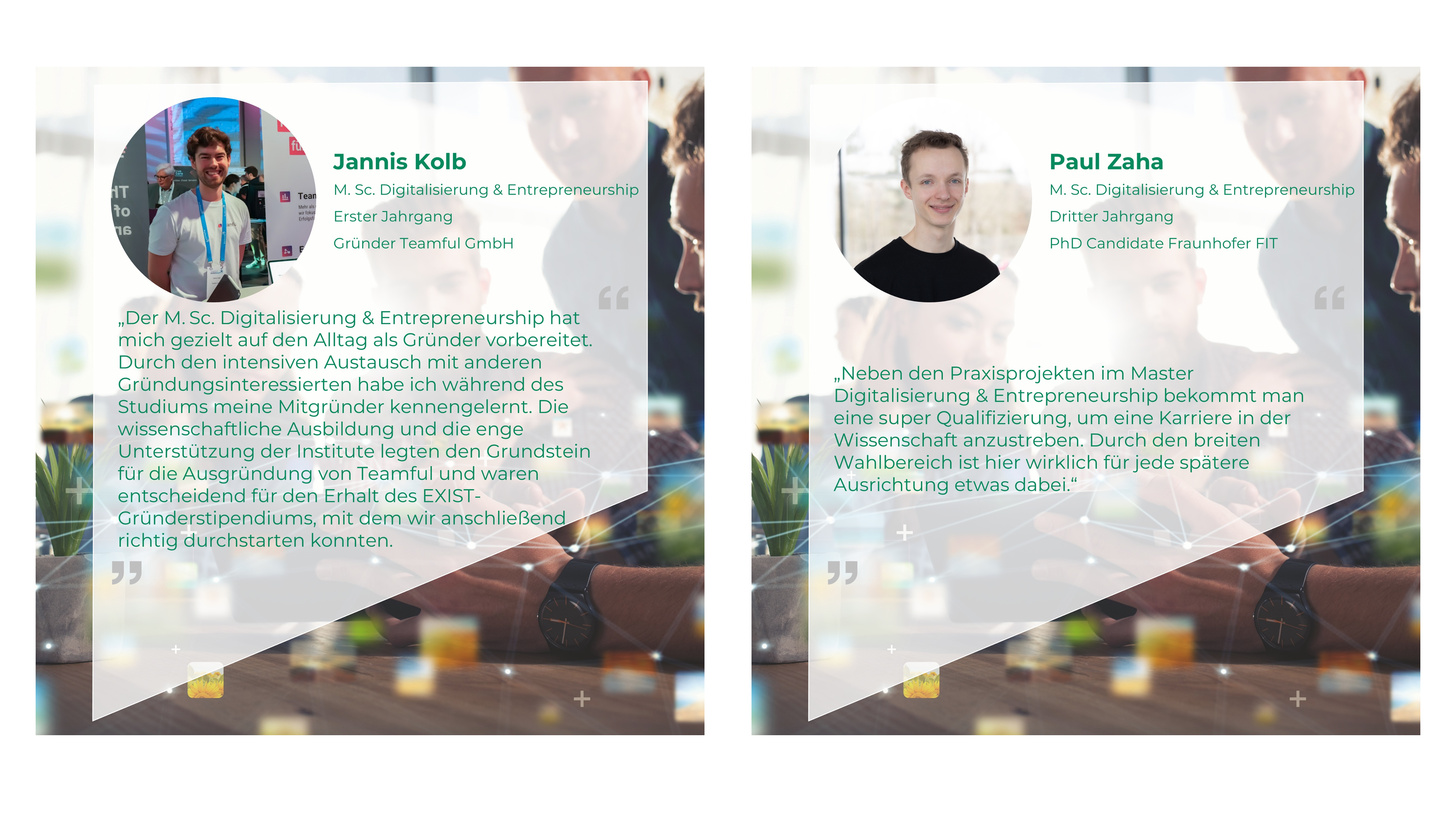 Testimonials von zwei Alumni